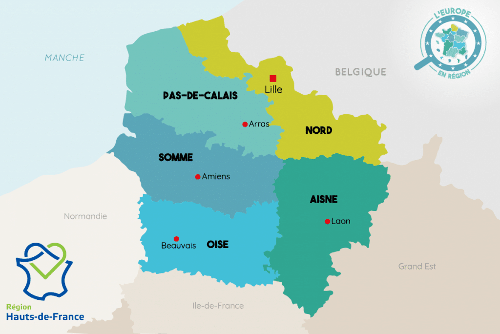 carte représentant la région nord de france